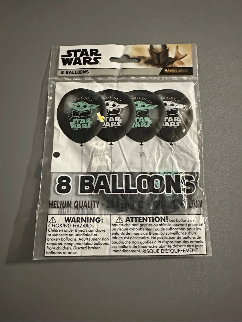 Star Wars The Mandalorian Grogu Black Balloons - Pack of 8